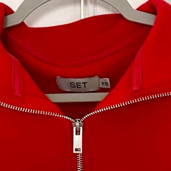 SET ACTIVE-HALF ZIP sweatshirt-Spicy red-XS-NWT - Picture 3 of 7